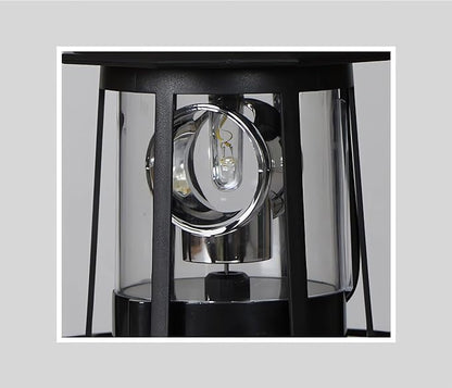 Solar Lighthouse Rotating Light - 360 Degree Light Houses Lamp For Yard, IP65 Waterproof Durable Lighthouse Lamps Towers Statue Lights For Outdoor Garden Pathway Patio (Black -Large - Style B)