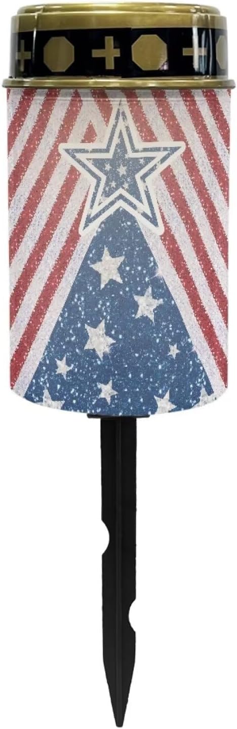 Star American Flag Garden Stake Light, Solar Lights for Cemetery Grave,Solar Pathway Lights Outdoor,Lawn Yard Patio Garden Decor