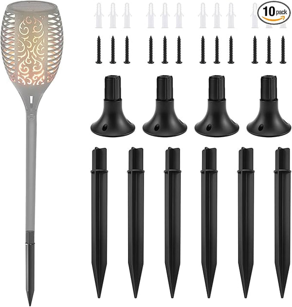 10 Pcs Solar Light Ground Stakes Kit, ABS Plastic Ground Stakes & Round Bases with Mounting Screws Replacement | Lumora