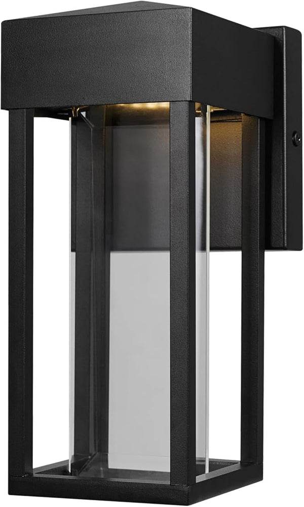 GLOBE Electric 44246 Bowie LED Integrated Outdoor Indoor Wall Sconce, Matte Black, Clear Glass Insert, 10W, 420 | Lumora