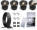 Gardenreet Brass Well Lights Kit(4 Pack) with 75W Low Voltage Transformer & MR16 Bulb & 100Feet Wire & Connectors | Lumora