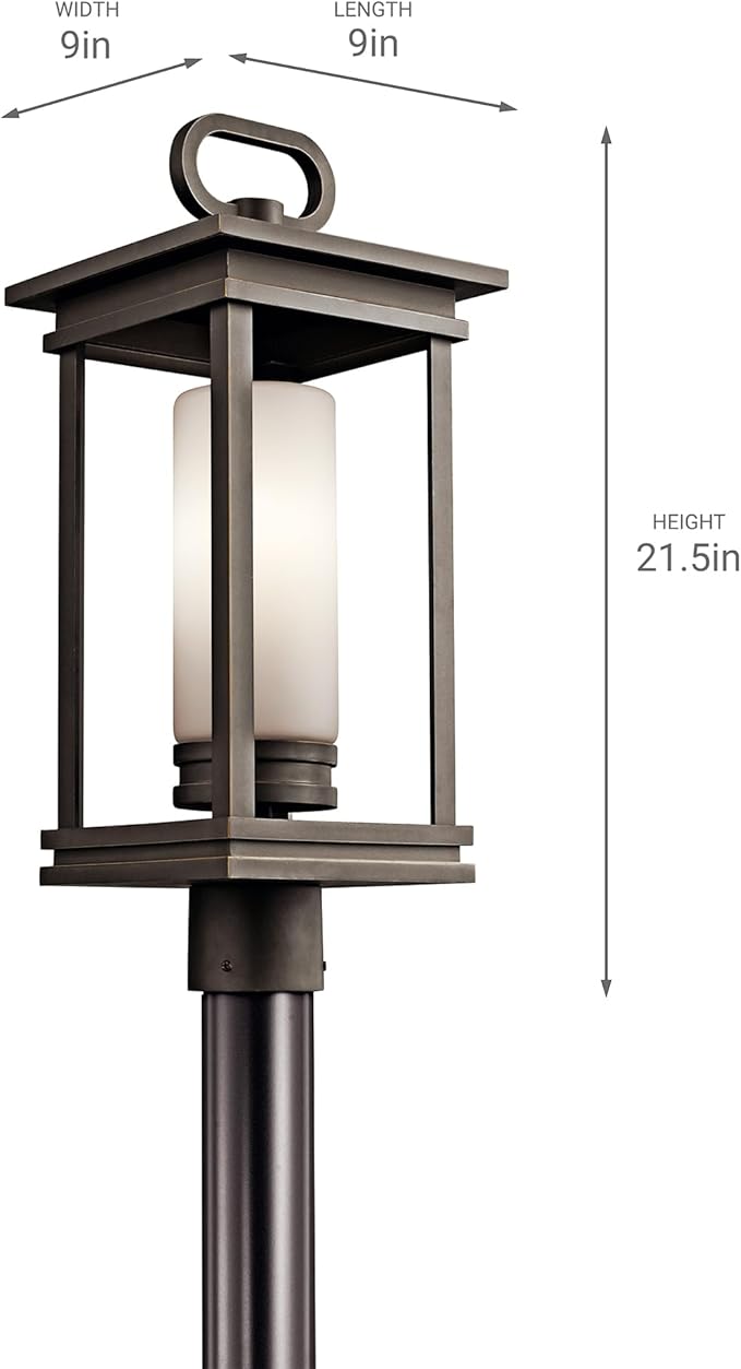 Kichler 49478RZ South Hope Outdoor Post Mount 1-Light, Rubbed Bronze | Lumora