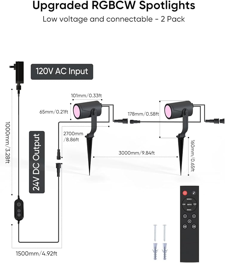 APPECK Smart Outdoor Spot Light 600lm, RGBCW+IC Color Changing Landscape Lights 2 Pack, IP65 Waterproof Low Voltage | Lumora