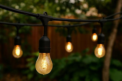 Ciata 48-Foot Indoor Outdoor String Light Set with 15 A19 Edison Bulbs, Dimmable Nostalgic Incandescent Lights, E26 Base, 25W Amber Glow, Wet Rated for Patio, Cafe, Wedding
