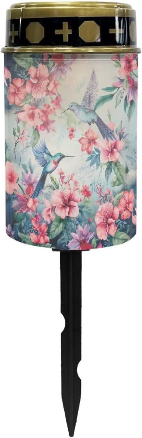 ZOUTAIRONG Hummingbird Pink Outdoor Lights, Hummingbird Pink Flower Outdoor Garden Solar Lights, 1 Pack Waterproof Solar Garden Lamps