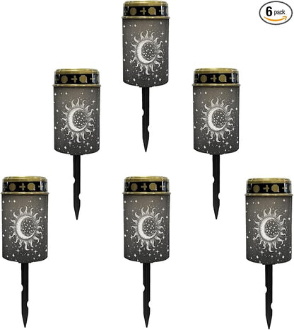 Cemetery Solar Lights - Outdoor Waterproof Moon Star Sun LED Lantern Angle Lights for Grave, Yard, Patio, Driveway