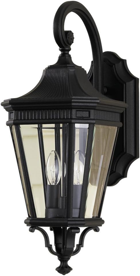 Feiss OL5401BK Cotswold Lane Outdoor Patio Lighting Wall Lantern, Black, 2-Light (9"W x 21"H) 120watts