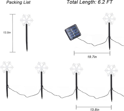 Solar Christmas Snowflake Led Pathway Lights Waterproof for Lawn Yard Walkway Garden Decor Christmas Home Decoration Warm White Landscape Light - 5 Pack