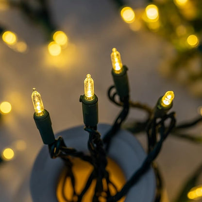 200 Count Warm White LED Christmas Lights, 66 ft Green Wire UL Certified Commercial Grade Holiday String Light Set (Warm White)