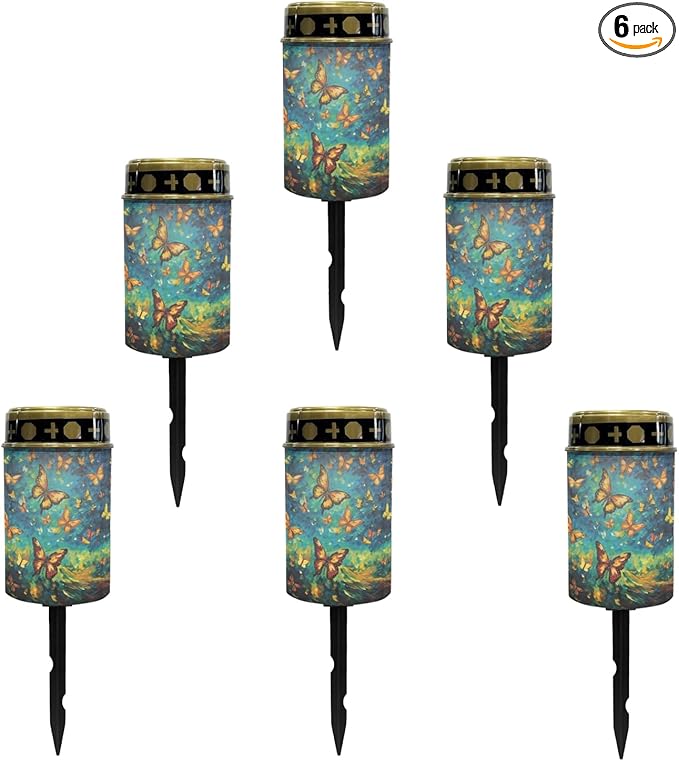 Galaxy Butterfly Solar Lights Outdoor Butterflies Solar Pathway Lights Waterproof Garden Stake Lights for Outside Yard Patio Solar Powered Fairy Lights Flameless Lights,Green