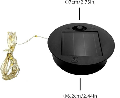 2pcs Solar Light Replacement Top Parts /Replacement Solar Light Tops for Lanterns/2.4inch Round Panel Lantern Lid with String Lights for Outdoor DIY Flower Lights