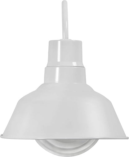 White Gooseneck LED Wall Sconce Barn Light Fixture - Industrial Antique Farmhouse Style - Vintage Patio Porch Wall Mount Light - Indoor/Outdoor - UL Listed - 9W 800lm Cool White