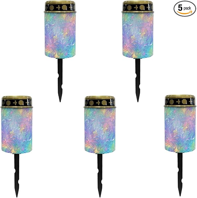 Watercolor Solar Pathway Lights for Outside Solar Garden Stake Lights Outdoor Waterproof Walkway Lights for Yard Patio Driveway Warm White LED Lantern Solar Powered Fairy Lights