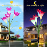Solar Garden Stake Flower Lights Upgraded 2 Pack Outdoor Waterproof Solar Powered Lights Lily Flowers, 7 Colors | Lumora