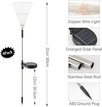 Lewondr Firework Solar Garden Lights, 120 LED Solar Firework Lights with 8 Lighting Modes, Waterproof Sparkler Starburst Solar Lights Outdoor for Yard Porch Patio Backyard Decor Present, 4 Pack