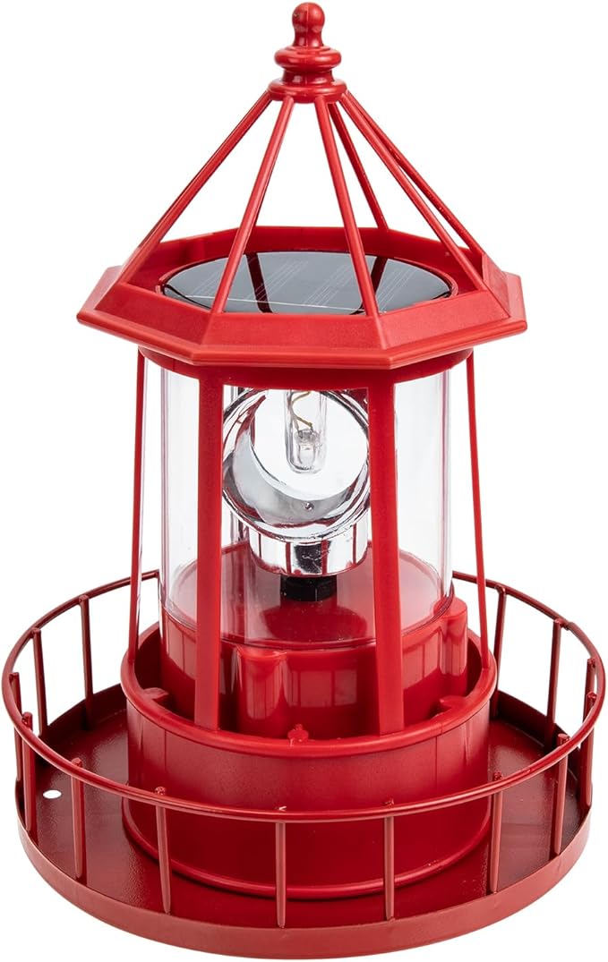 Operitacx Solar Lighthouse Rotating Outdoor Garden Light Waterproof Landscape Lamp for Patio Lawn Pathway Decor