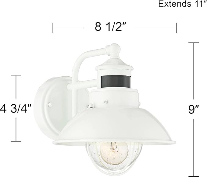 John Timberland Oberlin Rustic Industrial Farmhouse Outdoor Barn Light Fixture White Dusk to Dawn Motion Sensor 9" | Lumora