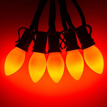 Minetom Halloween C7 Replacement Light Bulbs 25 Pack, C7 Bulbs Clear Incandescent Bulb for Halloween String Light, E12 Candelabra Base, 5 Watt, Orange