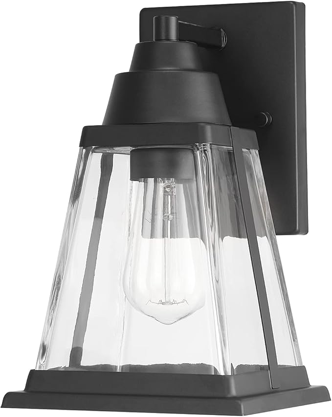 Globe Electric 44697 Merle 1-Light Outdoor Wall Sconce, Bronze, Clear Glass Shade, Brown, Bulb Not Included | Lumora