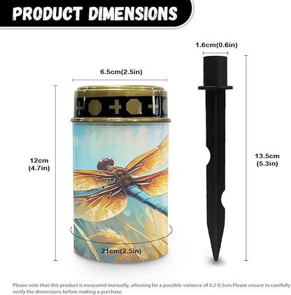 Dragonfly Print Garden Solar Outdoor Lights Eternal Light Lawn Lamp Waterproof Solar for Outside Cemetery Garden Decorations Yard Lawn Pathway Figurines