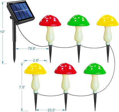 Upgraded Outdoor Solar Garden Mushroom Lights(6 Mushrooms Lamps), 8 Modes Outside Waterproof Solar Powered Christmas Lights Decoration, Yard, Lawn, Pathway... (Multi-Colored)