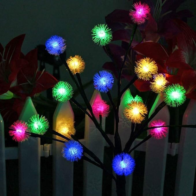 EpicGadget Solar Snowball Dandelion Light, Colorful Stainless Steel Solar Path Stake Lights for Outdoor Landscape Lighting, for Lawn, Patio, Yard, Walkway, Driveway, Pathway and Garden (4 Pack)