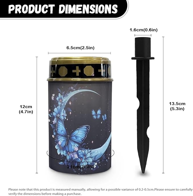 Butterfly Moon Floral Solar Garden Lights,Solar Decorative Lights,Waterproof Solar Outdoor Lights,Solar Stake Lights for Cemetery Grave Garden Patio Yard Lawn Decoration
