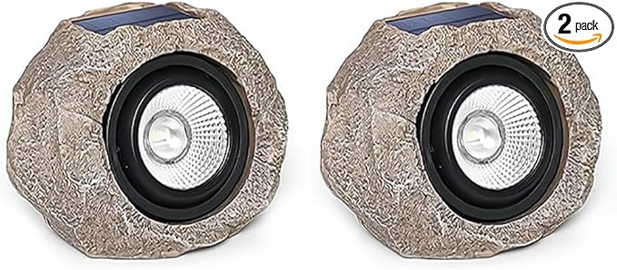 Solar Rock Lights Outdoor, Waterproof LED Landscape Spotlights with Auto On/Off, Energy-Saving Solar Powered Yard Pathway Patio Garden Lighting for Driveway and Walkway (2)
