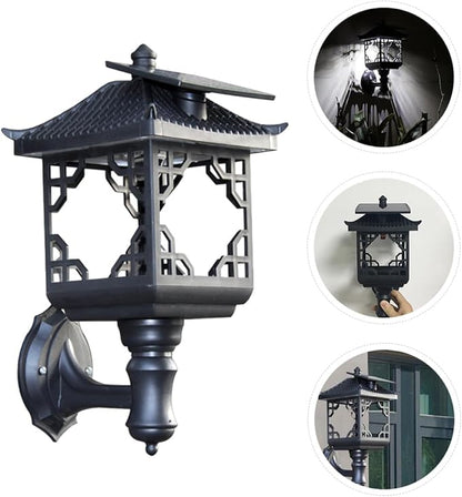 Solar Matte Black Wall Light Outdoor Waterproof LED Solar Porch Lantern for Yard Doorway Garden Exterior Lighting