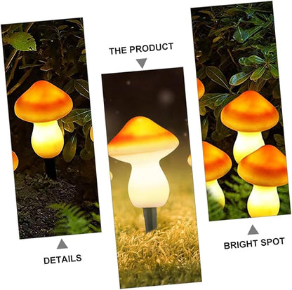 Hemoton Solar Powered Outdoor Garden Lights Led Mushroom Stake Lamp Auto-dimming Solar Pathway Light