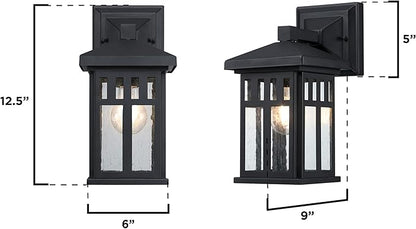 Westinghouse 6120800 Burnham Craftsman-Style One Light Outdoor Wall Fixture, Textured Black Finish, Clear Seeded Glass