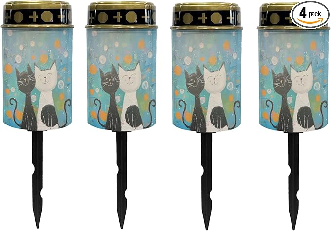 Cartoon Cat Solar Lights Outdoor Solar Garden Stake Lights Outdoor Powered Landscape Lighting Warm White LED Solar Lantern Solar Fairy Lights for Outside,Wall Light Auto On/Off