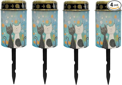 Cartoon Cat Solar Lights Outdoor Solar Garden Stake Lights Outdoor Powered Landscape Lighting Warm White LED Solar Lantern Solar Fairy Lights for Outside,Wall Light Auto On/Off