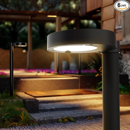 Sunco 6 Pack 2W LED Solar Pathway Walkway Backyard Garden Patio Residential Ambient Decorative Outdoor Light-MD4, 120 Lumens, Selectable CCT 2700K Soft White /4000K Cool White, Dimmable, 3.7V.