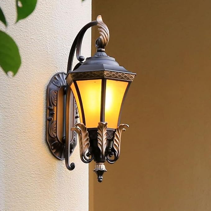 Wall Light Fixtures Outdoor Vintage Porch Lights E27 Wall Sconce Waterproof Garden Wall Lamp Retro Wall Lantern with Glass Shade for Entryway Porch Cafe Patio House