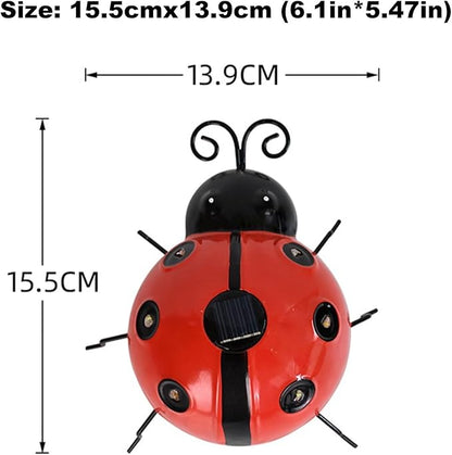 Solar Ladybug Lights Metal Garden Decor for Outside Cute Ladybugs Yard Art Lawn Ornaments Sculptures & Statues with Solar Lights Outdoor Fence Decoration for Patio