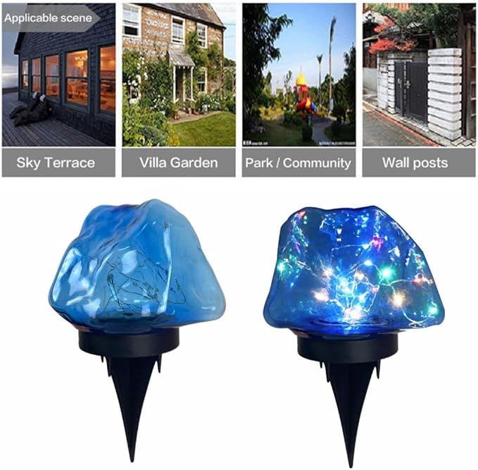 anso Solar Garden Lights Outdoor Landscape Pathway Garden Yard Waterproof LED Lamp (Blue)