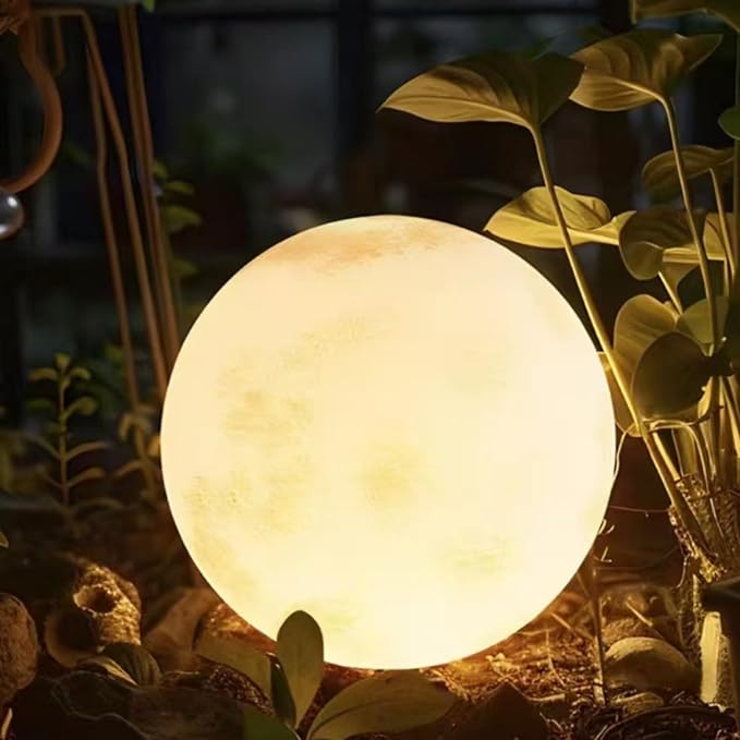 Wiring Powered Globe Shape Outdoor Light,Waterproof Moon Lamp with Resin Lampbody,Unique Outdoor Lighting for Staircase Swimming Pool and Yard(15.74" D)
