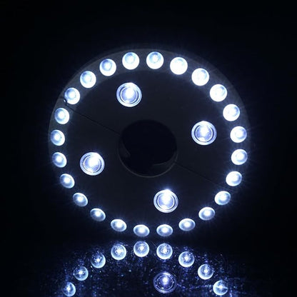 EcoGecko 28 LED Patio Umbrella Light With Adjustable Brightness, Easy Clamp Pole Mount, Hang Anywhere, Camping Tent Light, Battery Operated No Wiring Needed