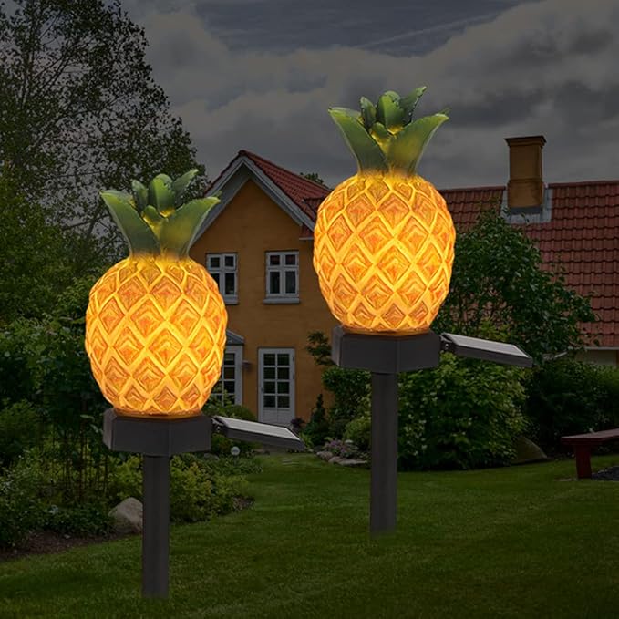 12 Inch Solar Lights for Garden,Cute Cactus Solar Landscape Light,Lifelike Pineapple LED Solar - Outdoor Path Light | Lumora