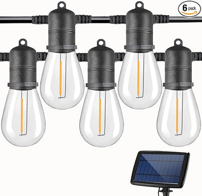 Solar Powered String Lights Outdoor Waterproof 39FT, Patio Lights Solar Powered with 12 Shatterproof S14 LED Bulb, Solar Outdoor String Lights 4 Light Modes for Garden Balcony Backyard Yard