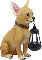 Ebros Picante Mexican Chihuahua Dog Decor Path Lighter Statue 12.5" Tall with Solar LED - Garden Figurine Light | Lumora