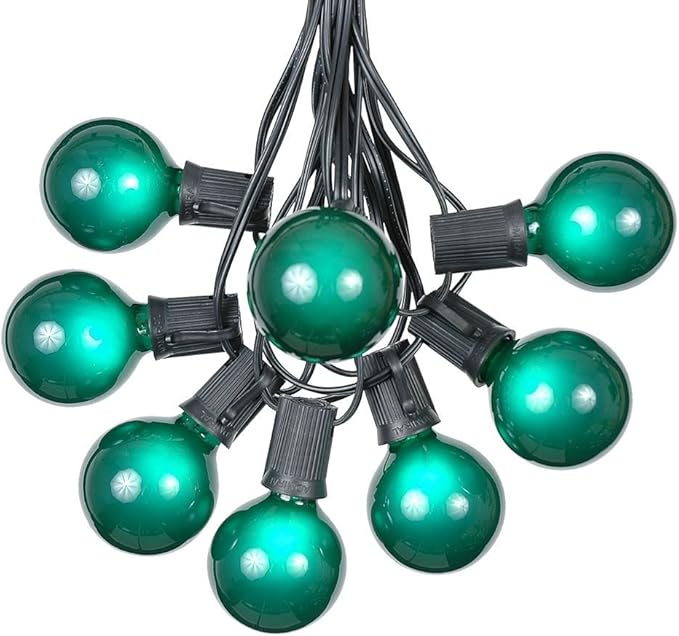 100 Foot G50 Outdoor Patio String Lights with 125 Green Globe Bulbs – Indoor Outdoor String Lights – Market Bistro | Lumora