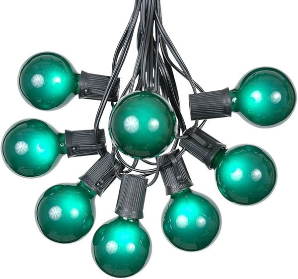 100 Foot G50 Outdoor Patio String Lights with 125 Green Globe Bulbs – Indoor Outdoor String Lights – Market Bistro | Lumora