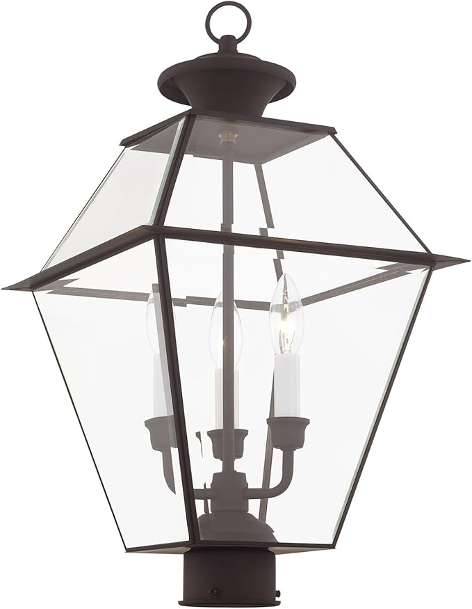 Livex Lighting Lantern 2384-07 Westover 3-Light Outdoor Post Head, Bronze, 21.50x12.00x12.00 | Lumora