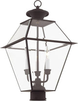 Livex Lighting Lantern 2384-07 Westover 3-Light Outdoor Post Head, Bronze, 21.50x12.00x12.00 | Lumora