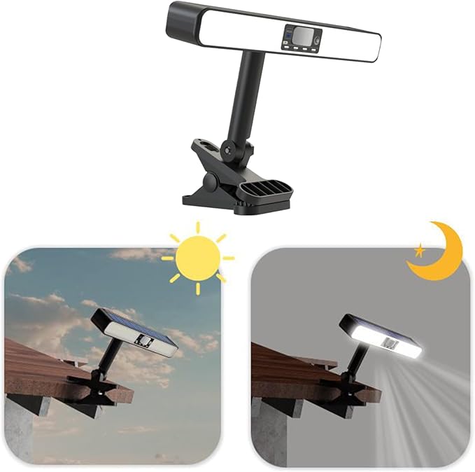 Solar Outdoor Lights, Adjustable Lighting Modes, 1800mah, Clip Mount Solar Lamp, Motion Sensor Light, Weatherproof Build and Easy Clip Mount Installation, for Garden, Fence, Porch, Patio, Or Pathway