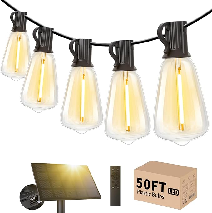 Svater 50FT ST38 Solar String Lights Outdoor with Remote + G40 50FT Patio String Lights | Lumora