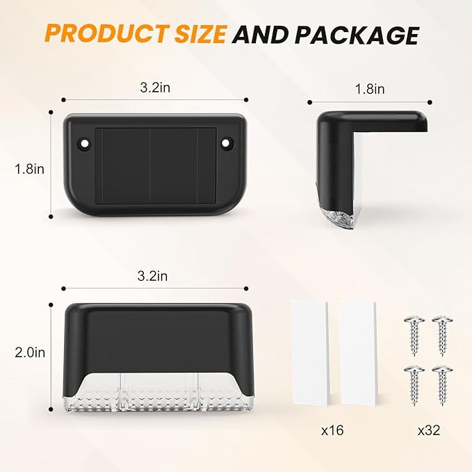 APONUO Solar Deck Lights 16 Pack, Solar Lights Outdoor Waterproof Led Solar Step Lights for Outside | Lumora