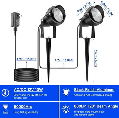 Outdoor Christmas Spot Lights with Timer, 10W Metal RGB LED Landscape Spotlights with 16 Color Changing for Yard, House, Garden, Holiday Decor (2 Lights)